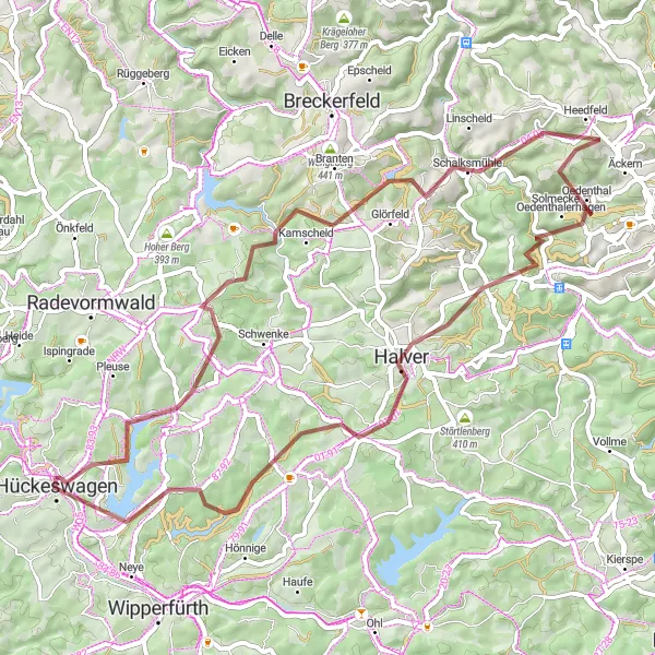 Map miniature of "The Gravel Exploration" cycling inspiration in Köln, Germany. Generated by Tarmacs.app cycling route planner