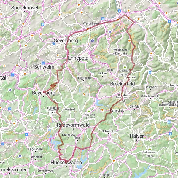 Karten-Miniaturansicht der Radinspiration "Kotten und Zuckerbergaussicht" in Köln, Germany. Erstellt vom Tarmacs.app-Routenplaner für Radtouren
