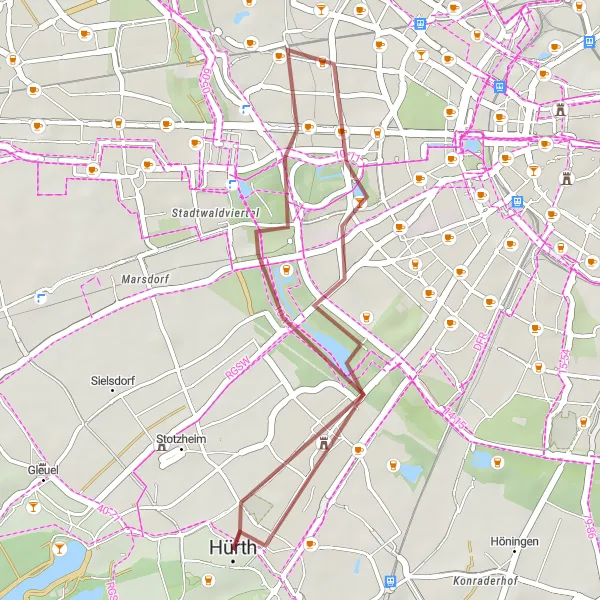 Karten-Miniaturansicht der Radinspiration "Kurze Runde um Hürth" in Köln, Germany. Erstellt vom Tarmacs.app-Routenplaner für Radtouren