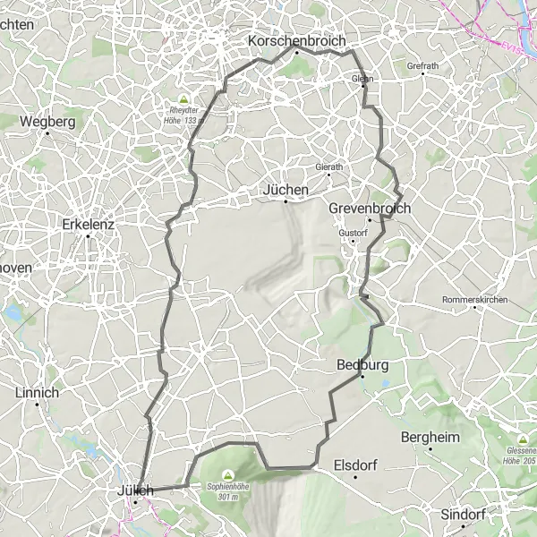 Map miniature of "Wickrath Castle Circuit" cycling inspiration in Köln, Germany. Generated by Tarmacs.app cycling route planner