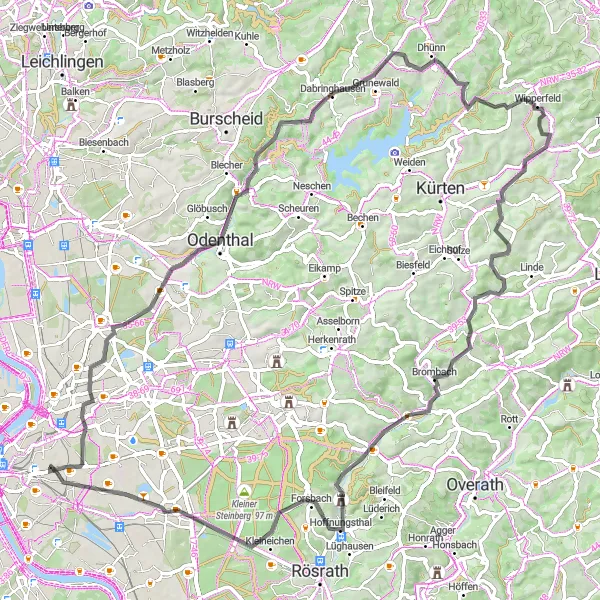 Karten-Miniaturansicht der Radinspiration "Herausforderung für Radfahrer: Rundtour von Kalk" in Köln, Germany. Erstellt vom Tarmacs.app-Routenplaner für Radtouren