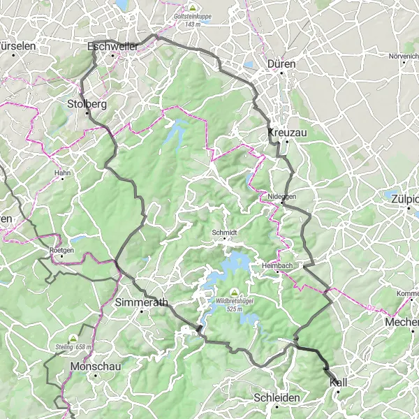 Map miniature of "The Eifel Challenge" cycling inspiration in Köln, Germany. Generated by Tarmacs.app cycling route planner