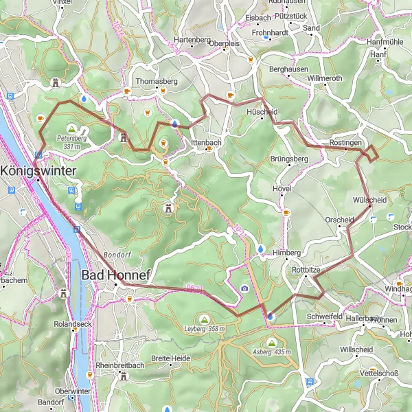 Map miniature of "The Countryside Escape" cycling inspiration in Köln, Germany. Generated by Tarmacs.app cycling route planner