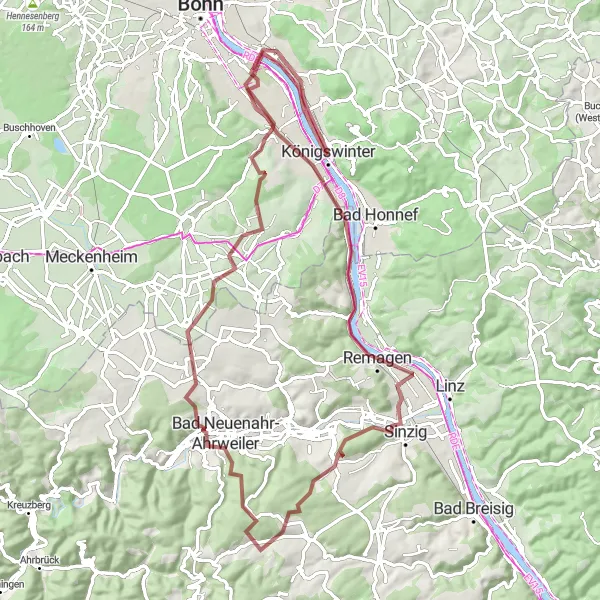 Map miniature of "Gravel Tour around Königswinter" cycling inspiration in Köln, Germany. Generated by Tarmacs.app cycling route planner