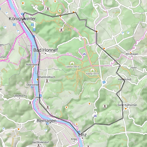 Karten-Miniaturansicht der Radinspiration "Rheinschleife und Naturgenuss" in Köln, Germany. Erstellt vom Tarmacs.app-Routenplaner für Radtouren
