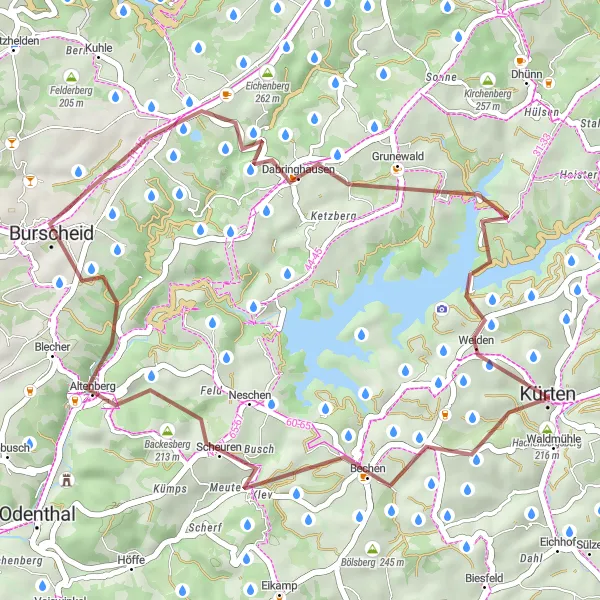 Map miniature of "Dhünn-Talsperre Loop" cycling inspiration in Köln, Germany. Generated by Tarmacs.app cycling route planner