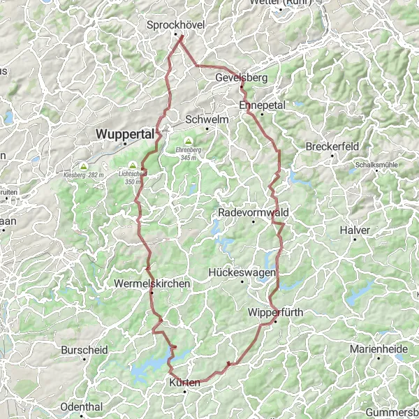Karten-Miniaturansicht der Radinspiration "Bergisches Hügel-Highlight" in Köln, Germany. Erstellt vom Tarmacs.app-Routenplaner für Radtouren