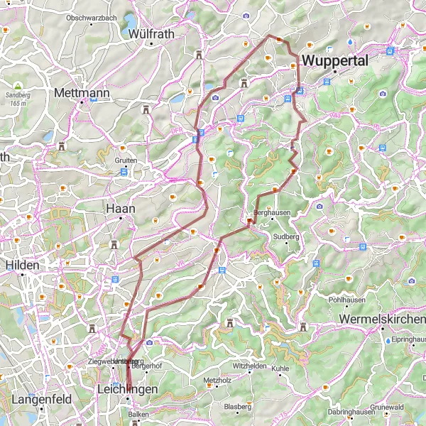 Karten-Miniaturansicht der Radinspiration "Abenteuerliche Fahrradtour durch Solingen und Umgebung" in Köln, Germany. Erstellt vom Tarmacs.app-Routenplaner für Radtouren