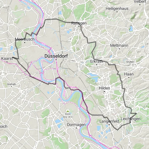 Map miniature of "Road Route - Leichlingen to Wenzelnberg" cycling inspiration in Köln, Germany. Generated by Tarmacs.app cycling route planner