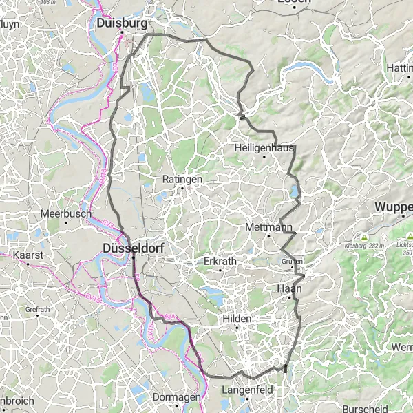 Map miniature of "Wenzelnberg to Aufderhöhe Loop" cycling inspiration in Köln, Germany. Generated by Tarmacs.app cycling route planner