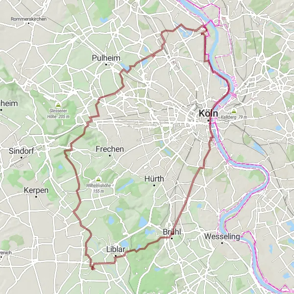 Karten-Miniaturansicht der Radinspiration "Köln Hohenzollernbrücke Tour" in Köln, Germany. Erstellt vom Tarmacs.app-Routenplaner für Radtouren