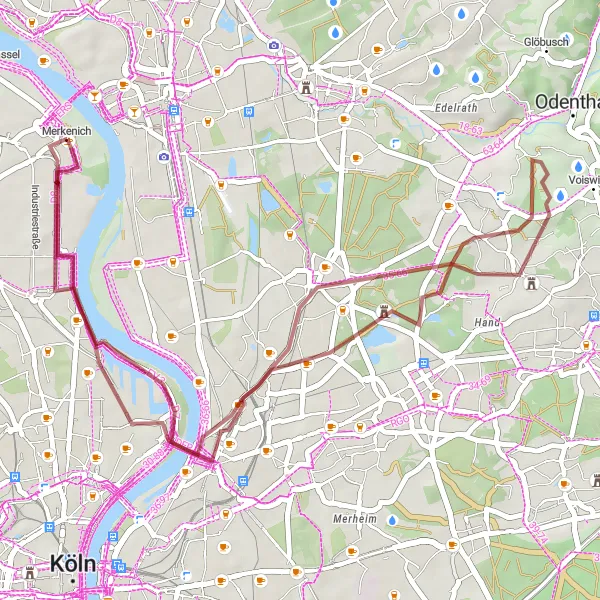Karten-Miniaturansicht der Radinspiration "Merkenich & Alter Schlackehafen Rundtour" in Köln, Germany. Erstellt vom Tarmacs.app-Routenplaner für Radtouren