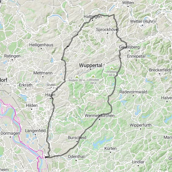 Karten-Miniaturansicht der Radinspiration "Herausfordernde Radtour um Leverkusen und Köln" in Köln, Germany. Erstellt vom Tarmacs.app-Routenplaner für Radtouren