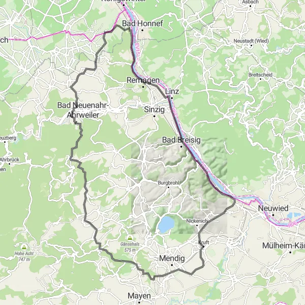 Karten-Miniaturansicht der Radinspiration "Tour durch das Mittelrheintal und die Eifel" in Köln, Germany. Erstellt vom Tarmacs.app-Routenplaner für Radtouren
