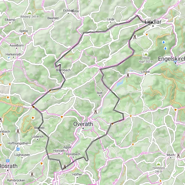 Karten-Miniaturansicht der Radinspiration "Road-Tour entlang der Agger" in Köln, Germany. Erstellt vom Tarmacs.app-Routenplaner für Radtouren