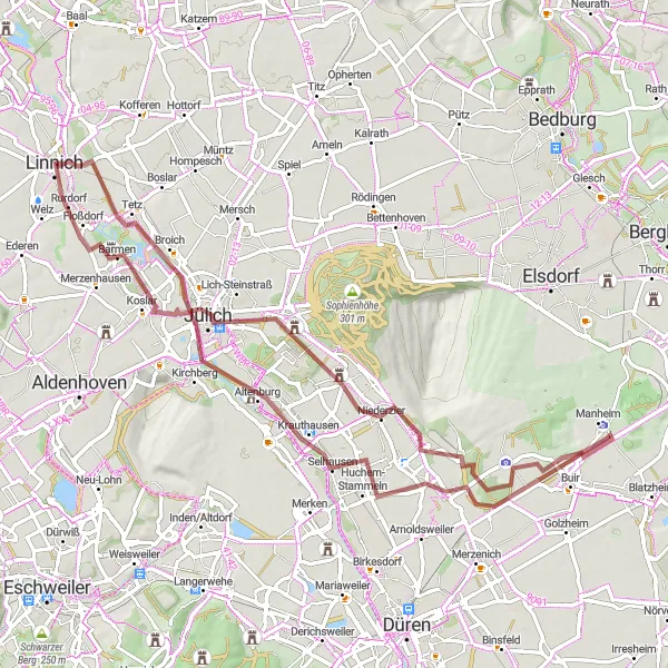 Map miniature of "Discover the Charm of Jülich" cycling inspiration in Köln, Germany. Generated by Tarmacs.app cycling route planner