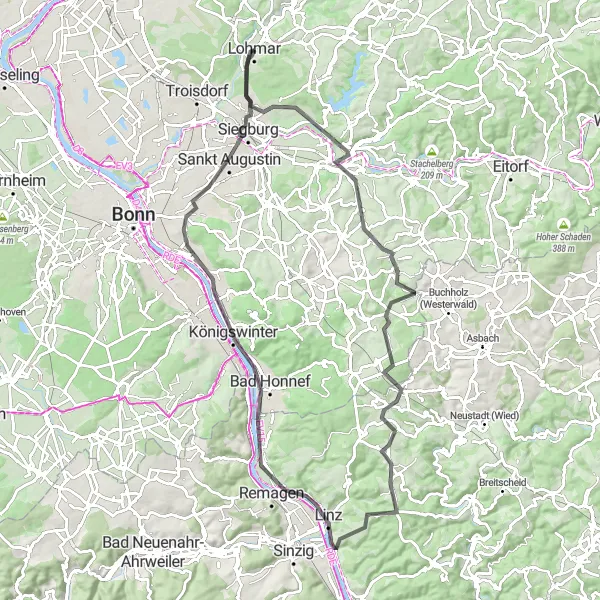 Map miniature of "The Ultimate Road Adventure" cycling inspiration in Köln, Germany. Generated by Tarmacs.app cycling route planner