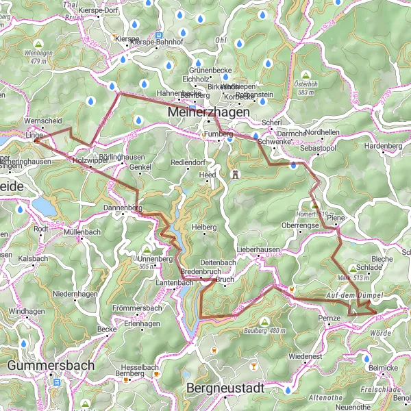 Karten-Miniaturansicht der Radinspiration "Idyllische Schottertour durch das Bergische Land" in Köln, Germany. Erstellt vom Tarmacs.app-Routenplaner für Radtouren
