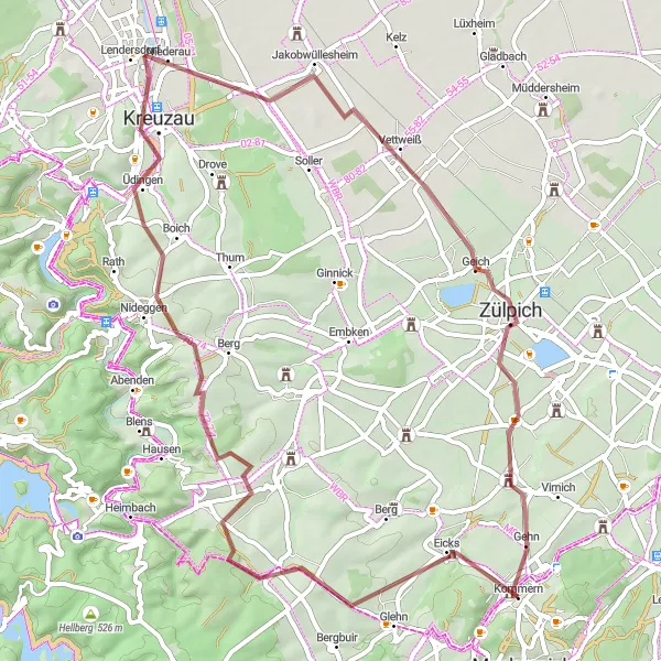 Map miniature of "Scenic Gravel Route" cycling inspiration in Köln, Germany. Generated by Tarmacs.app cycling route planner