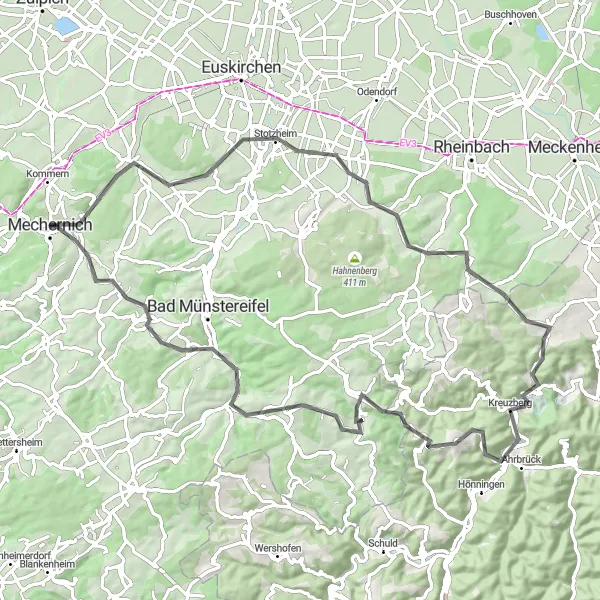 Map miniature of "Altenahr Loop" cycling inspiration in Köln, Germany. Generated by Tarmacs.app cycling route planner