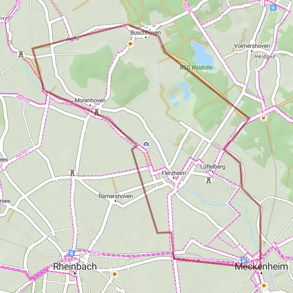 Karten-Miniaturansicht der Radinspiration "Buschhoven-Runde" in Köln, Germany. Erstellt vom Tarmacs.app-Routenplaner für Radtouren