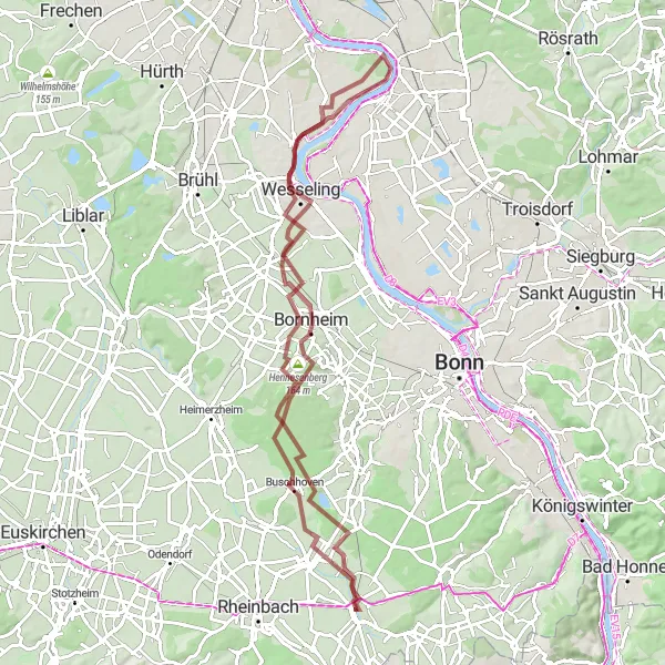 Karten-Miniaturansicht der Radinspiration "Kottenforst-Tour" in Köln, Germany. Erstellt vom Tarmacs.app-Routenplaner für Radtouren