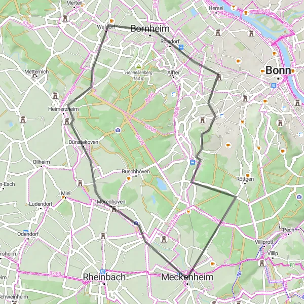 Karten-Miniaturansicht der Radinspiration "Kurze aber abwechslungsreiche Route" in Köln, Germany. Erstellt vom Tarmacs.app-Routenplaner für Radtouren