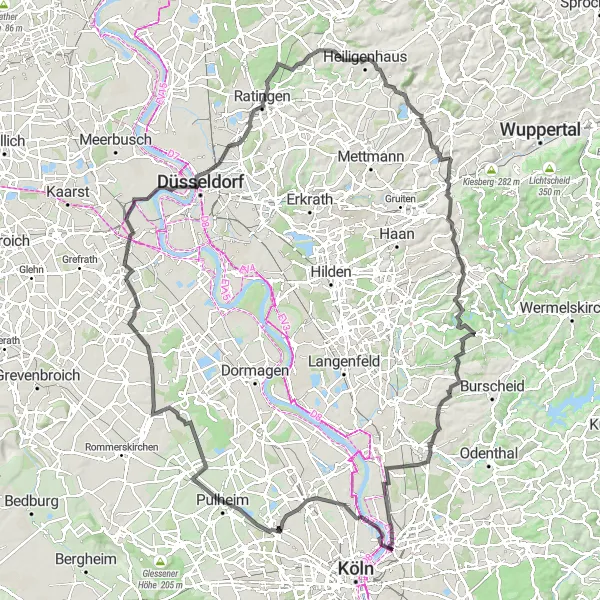 Karten-Miniaturansicht der Radinspiration "Rund um Düsseldorf und Köln" in Köln, Germany. Erstellt vom Tarmacs.app-Routenplaner für Radtouren