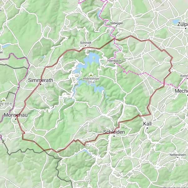 Karten-Miniaturansicht der Radinspiration "Gravel-Abenteuer von Monschau zum Eifelblick Kierberg" in Köln, Germany. Erstellt vom Tarmacs.app-Routenplaner für Radtouren