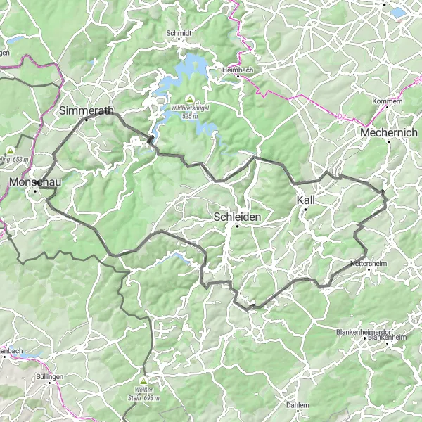 Karten-Miniaturansicht der Radinspiration "Herausfordernde Fahrt durch die Eifel" in Köln, Germany. Erstellt vom Tarmacs.app-Routenplaner für Radtouren