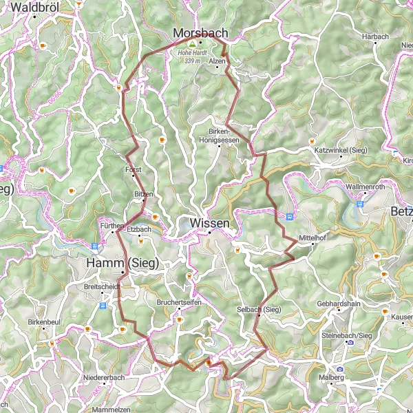 Karten-Miniaturansicht der Radinspiration "Morsbach Schottertour" in Köln, Germany. Erstellt vom Tarmacs.app-Routenplaner für Radtouren