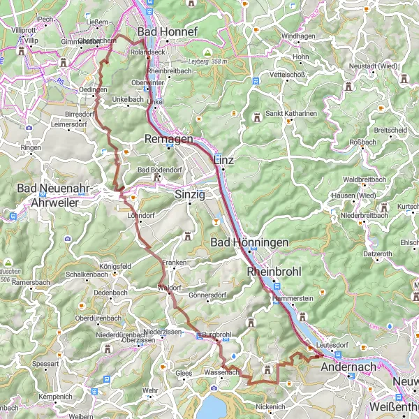 Map miniature of "Niederbachem - Mountain Adventure" cycling inspiration in Köln, Germany. Generated by Tarmacs.app cycling route planner