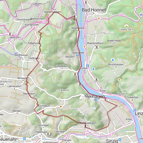 Karten-Miniaturansicht der Radinspiration "Hügelige Gravel-Tour durch die Natur" in Köln, Germany. Erstellt vom Tarmacs.app-Routenplaner für Radtouren