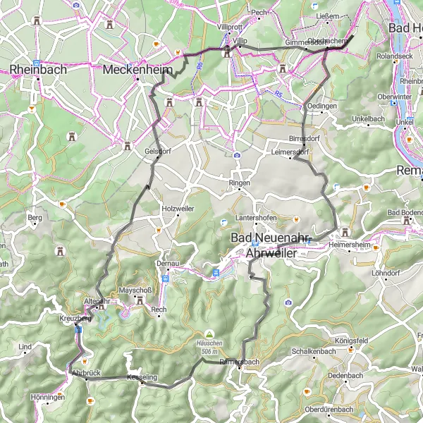 Karten-Miniaturansicht der Radinspiration "Die Natur entlang des Ahrbaches" in Köln, Germany. Erstellt vom Tarmacs.app-Routenplaner für Radtouren