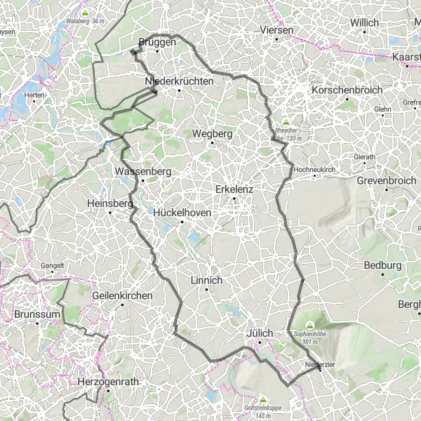 Map miniature of "Discover the Countryside" cycling inspiration in Köln, Germany. Generated by Tarmacs.app cycling route planner