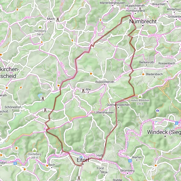 Karten-Miniaturansicht der Radinspiration "Gravel-Tour durch Neuenhähnen und Riechenbach" in Köln, Germany. Erstellt vom Tarmacs.app-Routenplaner für Radtouren