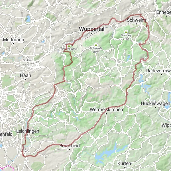 Karten-Miniaturansicht der Radinspiration "Herausfordernde Tour durch Leichlingen und Dahlerau" in Köln, Germany. Erstellt vom Tarmacs.app-Routenplaner für Radtouren