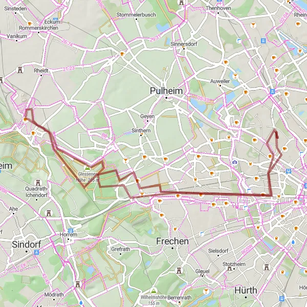 Map miniature of "Exploring Nature and Rustic Charms" cycling inspiration in Köln, Germany. Generated by Tarmacs.app cycling route planner