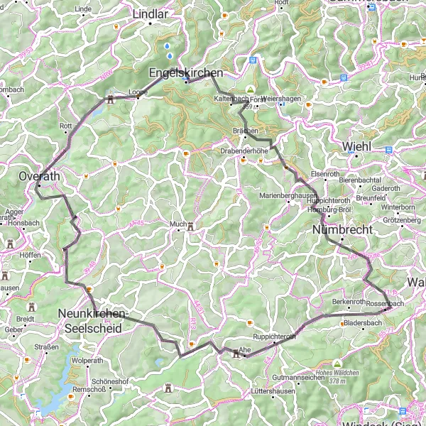 Karten-Miniaturansicht der Radinspiration "Herrliche Fahrt durch Ruppichteroth" in Köln, Germany. Erstellt vom Tarmacs.app-Routenplaner für Radtouren