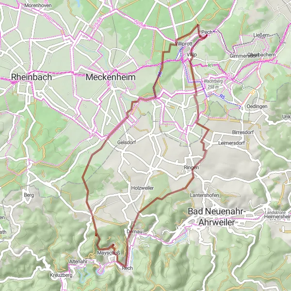 Map miniature of "Gravel Adventure to Adendorf" cycling inspiration in Köln, Germany. Generated by Tarmacs.app cycling route planner