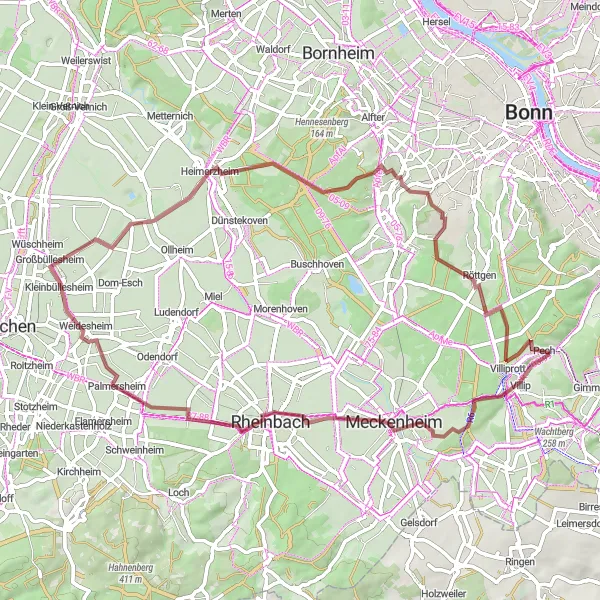 Karten-Miniaturansicht der Radinspiration "Pech - Meckenheim Rundweg" in Köln, Germany. Erstellt vom Tarmacs.app-Routenplaner für Radtouren