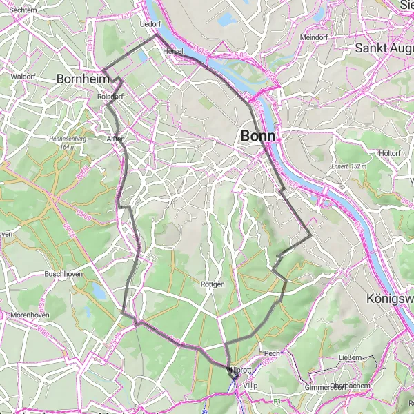 Karten-Miniaturansicht der Radinspiration "Witterschlick - Burg Gudenau Route" in Köln, Germany. Erstellt vom Tarmacs.app-Routenplaner für Radtouren