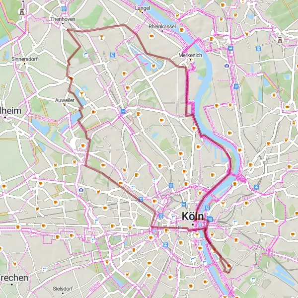 Map miniature of "Hidden Gems of Cologne" cycling inspiration in Köln, Germany. Generated by Tarmacs.app cycling route planner