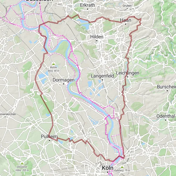 Map miniature of "The Rheingravel Adventure" cycling inspiration in Köln, Germany. Generated by Tarmacs.app cycling route planner