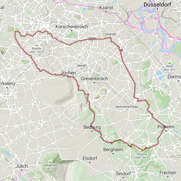 Karten-Miniaturansicht der Radinspiration "Abenteuerliche Gravel-Tour durch Pulheim" in Köln, Germany. Erstellt vom Tarmacs.app-Routenplaner für Radtouren