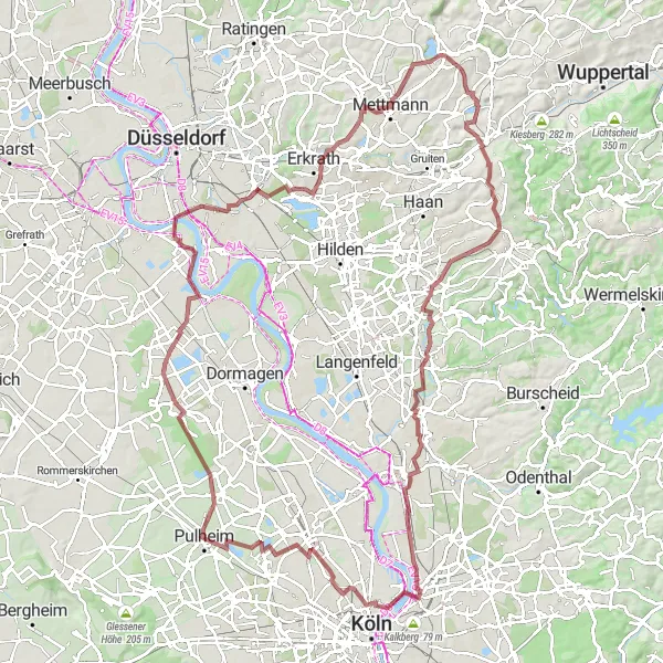 Map miniature of "The Hidden Treasures Gravel Tour" cycling inspiration in Köln, Germany. Generated by Tarmacs.app cycling route planner