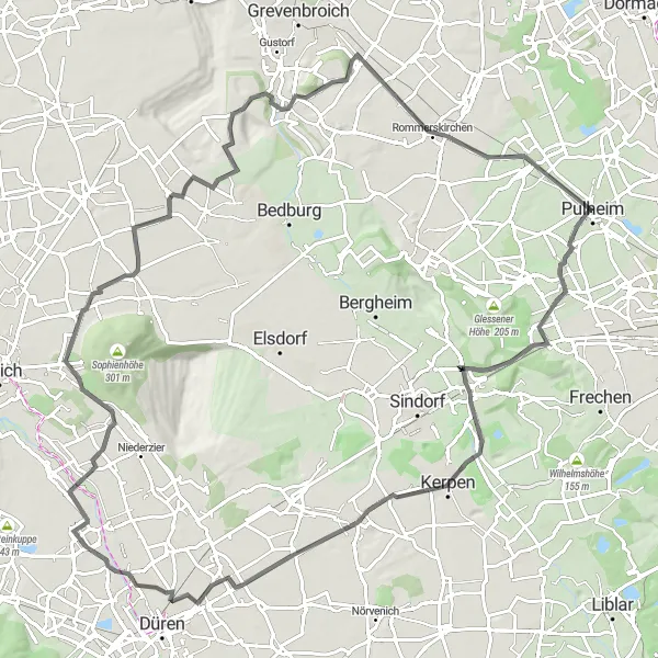 Map miniature of "Brauweiler Circuit" cycling inspiration in Köln, Germany. Generated by Tarmacs.app cycling route planner