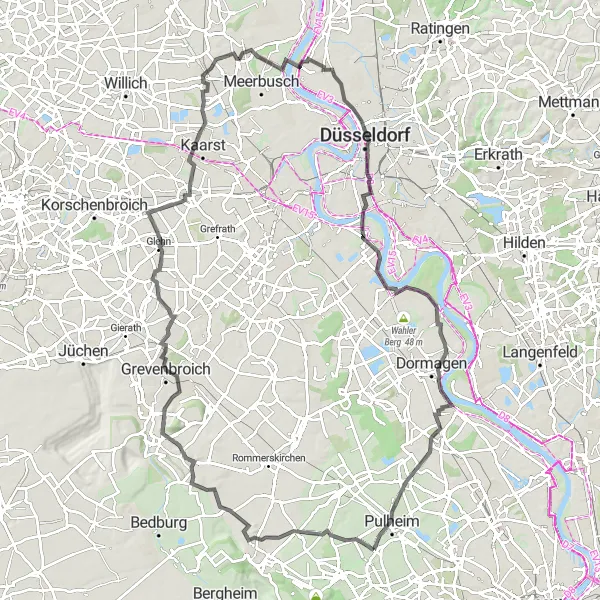 Karten-Miniaturansicht der Radinspiration "Rund um Köln - Entdecke die Grüne Mathilde" in Köln, Germany. Erstellt vom Tarmacs.app-Routenplaner für Radtouren