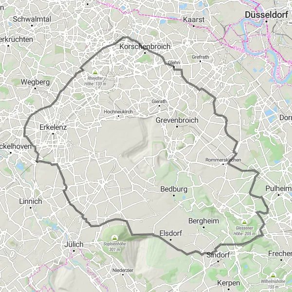 Map miniature of "Dansweiler Loop" cycling inspiration in Köln, Germany. Generated by Tarmacs.app cycling route planner
