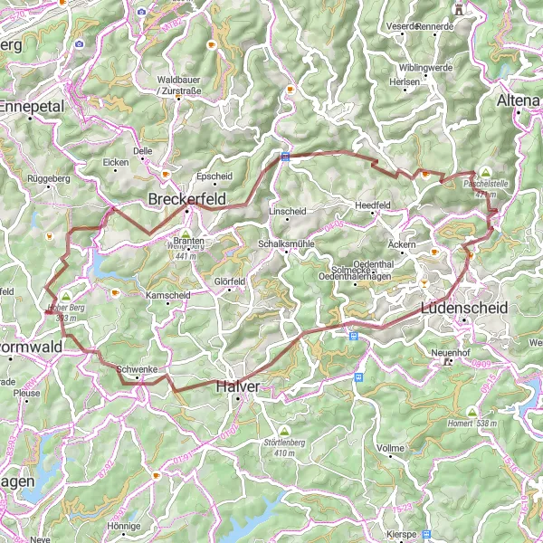 Karten-Miniaturansicht der Radinspiration "Ruhe und Natur pur im Bergischen Land" in Köln, Germany. Erstellt vom Tarmacs.app-Routenplaner für Radtouren